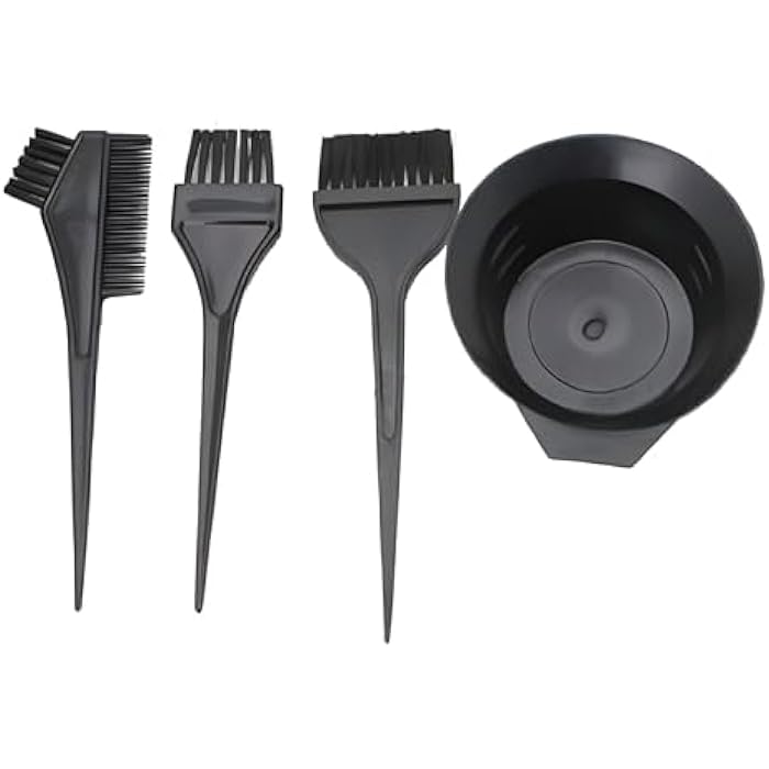 Salon Colouring Set - 4-Piece Hair Dye Kit with Mixing Bowl, 3 Brushes, and Tint Comb for Professional and Home Use (Black) (set-4pcs) - Image 2